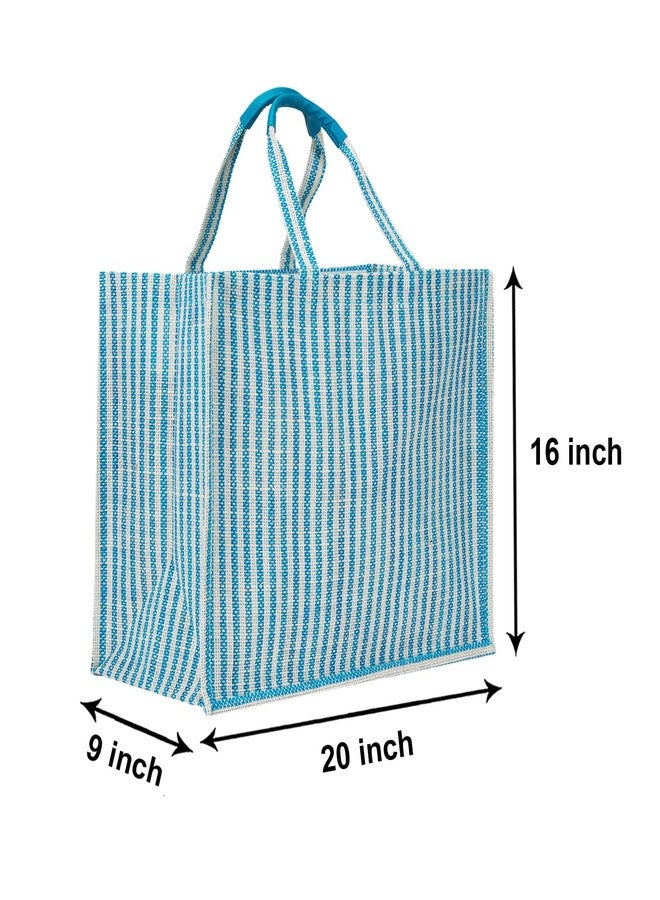Jute Cottage Jute Bags for Shopping for Women and Men | Jute Grocery Bag | Jute Carry Bag | Jute Bags with zip | Printed Jute Bag, Blue - Image 5